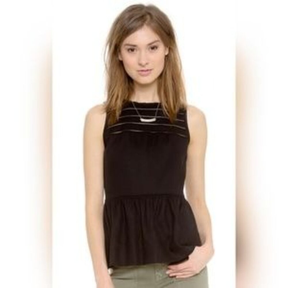 Madewell S Black Sleeveless Peplum Top Silk Summer VERANDA